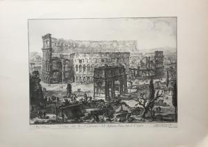 Ansicht des Konstantinsbogens und des Amphitheatrum Flavium - 19. Jh. - Stich von Piranesi